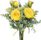 HUAESIN Fake Flowers 2 Pcs Artificial Rose Baby Breath Flowers Bouquet Yellow Plastic Eucalyptus Leaves for Wedding Bouquets Hotel Office Home Art Hall Garden Table Centerpieces Decor