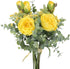 HUAESIN Fake Flowers 2 Pcs Artificial Rose Baby Breath Flowers Bouquet Yellow Plastic Eucalyptus Leaves for Wedding Bouquets Hotel Office Home Art Hall Garden Table Centerpieces Decor