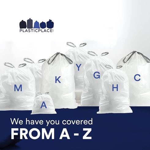 Plasticplace Trash Bags simplehuman (x) Code L Compatible, 100 Count, White