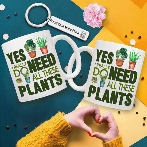 Dynular Plants Lover Gifts for Women Mom Funny Plant Gifts Plant Addict Coffee Mug for Crazy Plant Lady Plant Men Plant Themed Gift for Christmas Birthday All I Need is Plants Coffee Cup Spoon