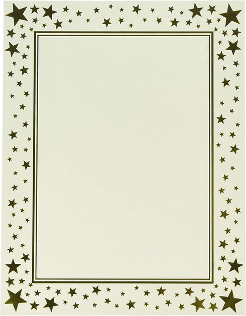 Gartner Studios Gold Star Foil Certificate Paper, 80lb 8.5” x 11”, 15 Count