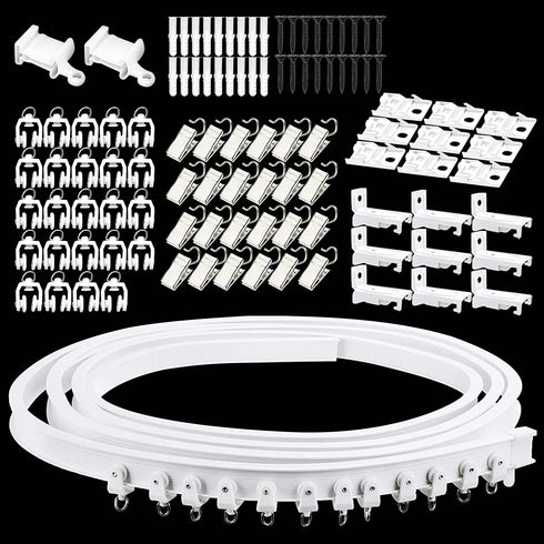 Ceiling Curtain Track, Curved Curtain Track Ceiling Mount Flexible Ceiling Track with Curtain Track System, Alloy Plastic Ceiling Track Room Divider For Bay Window Bunk Bed RV Curtain (3Meters White)