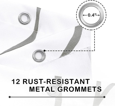 KGORGE Shower Curtains for Bathroom - Waterproof Tree Branches Pattern on White Curtains for Outdoor Swimming Pool Bathtubs Toilet, Grey, 72 x 72 inches Long, Hooks Included