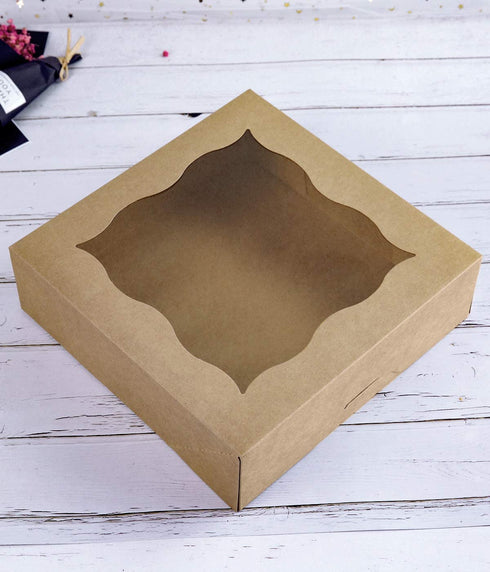 15-Pack 10"x10"x3"Brown Bakery Boxes with PVC Window for Pie and Cookies Boxes Large Natural Craft Paper Box 10x10x3inch (Brown, 15)