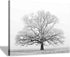 Winter Tree Canvas Print Artwork: Grey & White Landscape Print Wall Art for Bathroom (16'' x 12'')