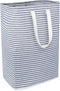 80L Extra Large Collapsible Laundry Baskets with Handle Waterproof Stripe Linen Washing Basket for Bedroom, Blue