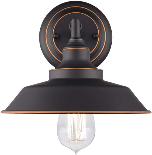 Westinghouse Lighting 6344800 One-Light Indoor, Oil Rubbed Bronze Finish with Highlights Iron Hill Wall Fixture, 1 Sconce, Black