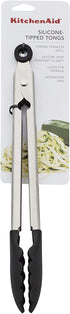 KitchenAid Silicone Tipped Stainless Steel Tongs, 10.26 Inch, Black