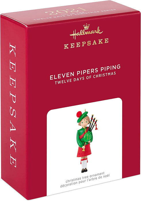 Hallmark Keepsake Christmas Ornament 2021, Twelve Days of Christmas Eleven Pipers Piping