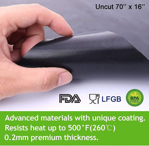 CHERAINTI Grill Mat Oven Liner 70"x16" Non-Stick Reusable Barbecue BBQ Mat, Cut to Any Size, for Gas Grill, Charcoal, Electric Grill, Electric Oven, Heat Resistant