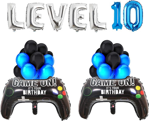 Video Game Balloons Level Up 10th Birthday Party Supplies, 18 Pieces (10th)