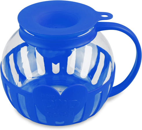 Tahoe Trail Christmas Gifts Borosilicate Glass Microwave Popcorn Popper Maker with Lid, BPA Free Hot Air Microwave Popcorn Maker Bowl, Use In Microwave or Oven, Dishwasher Safe, 3 Quart Family Size (Blue)