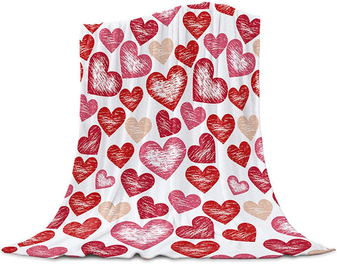 Gogobebe Flannel Fleece Throw Blanket for Sofa Couch Bed Valentine's Day Red and Pink Love Heart Soft Cozy Lightweight Blanket for Adults/Kids 39x49inch