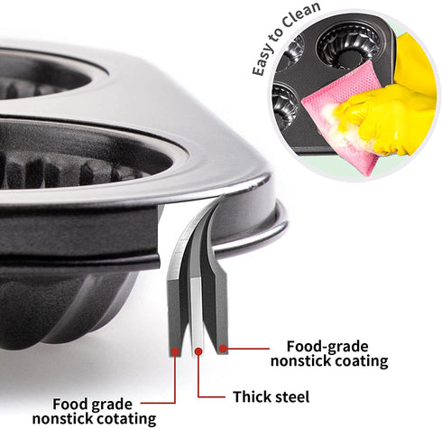 Mini Bund Cake pan, 6-Cavity Fluted Tube Cake Pan Brownie Bowl Pan Small Round Cake Mold Shortcake Pan for Baking Bavarois Brownie Cupcake Pudding Canele