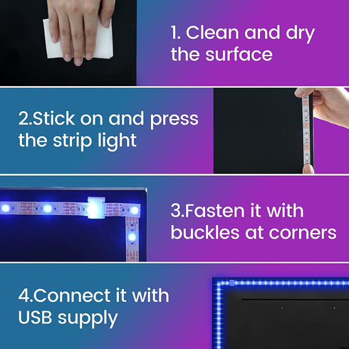 LED Strip Lights, TV LED Lights for 60-75 inch, 16.8FT DIY Timing RGB Led Light Strip with APP Control, Music Sync, USB Powered Tv Led Backlight with Remote for TV, PC, Mirror, Cabinets, etc
