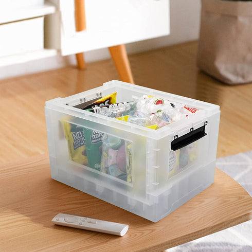 Rinboat 16 L Collapsible Storage Box Crates, Stackable Folding Utility Crates, 2 Packs