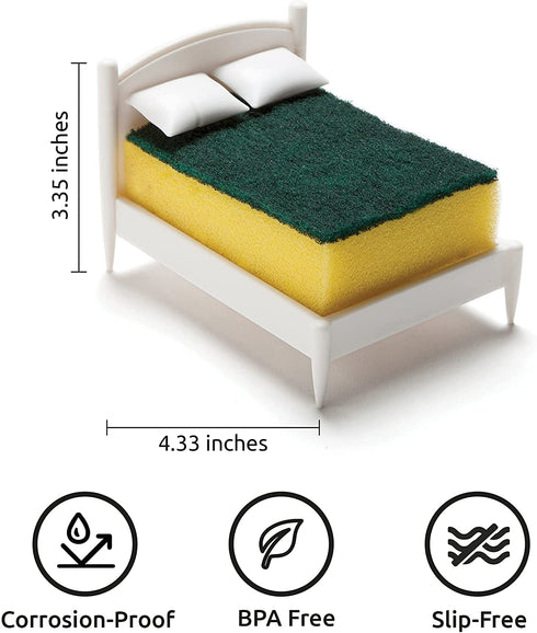 OTOTO Clean Dreams Kitchen Sponge Holder - Plastic Dish Sponge Holder for Kitchen Sink, Fits Any Standard Size Scrubby - Kitchen Sink Organizer, Decor, and Unique Gift Idea - Sponge Included