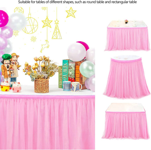 6 Feet Pink Tulle Table Skirt Tutu Skirt Tablecloth Is Suitable For Baby Party Wedding And Little Princess Baby Shower Decoration Party Pink Decoration