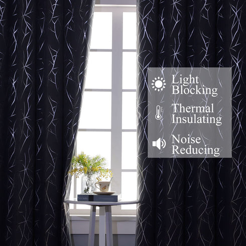 Estelar Textiler Kids Room Darkening Blackout Curtains Grommet Bedroom Decorative Silver Wave Line Curtains for Bedroom 38W x 54L Grey 2 Panels