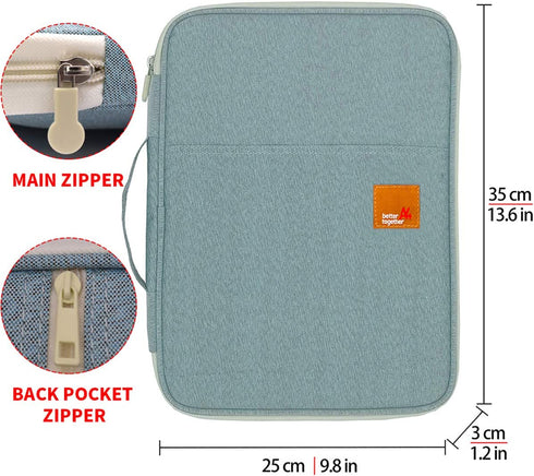 El-fmly A4 Document Portable Organizer Bag Waterproof Portfolio Office Zipper Case for Travel Office Business Holiday Meeting Interview (Grey)