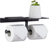 DUFU Toilet Paper Holder with Shelf,Anti-Rust Aluminum Double Roll Toilet Paper Holder with Mobile Phone Shelf for Bathroom,Self-Adhesive No Drill or Wall-Mounted with Screws for Bathroom (Matt Black)