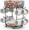 Bextsrack Coffee Mug Holder with Coffee Pod & Saucer Basket Storage, 12 Capacity Cup Mug Holder Tree for Coffee, Glasses and Cups Rust Resistant Mug Rack - Black