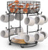 Bextsrack Coffee Mug Holder with Coffee Pod & Saucer Basket Storage, 12 Capacity Cup Mug Holder Tree for Coffee, Glasses and Cups Rust Resistant Mug Rack - Black