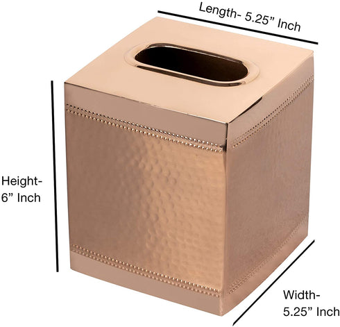 nu steel, Part Accessory Set Hudson Copper Boutique Cover Stainless Steel Square Facial Tissue Box Holder for Bathroom Vanity Countertops,Bedroom Dressers, 5" L x 5" W x 6" H