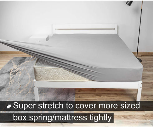 Stretch King Fitted Sheet Only - Jersey Knit & Ultra Soft, Non-Slip and Snug Fit for King, California King or RV Short King Size Mattress (Deep: 5" to 13") - Light Gray