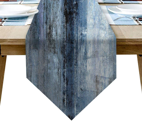 AILUER Blue and Grey Table Runner,Abstract Modern Art Burlap Table Runners for Table Dresser Runner Farmhouse Style for Dinner Party Holidays Home Decoration (Blue Grey, 13"x 71")