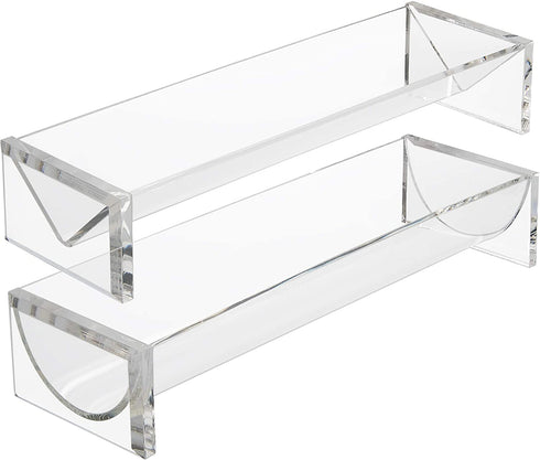 Srenta Clear Acrylic Rectangular Cracker Server And Holder Tray | Food Display Stand | Set Of 2 Serving Trays For Countertop, Home, Wedding Events, Parties And Events