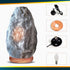 Himalayan Glow Natural Grey Salt Lamp,Night Light,Hand Carved Crystal Salt Lamp with Neem Wooden Base,Salt Lamp Bulb,(ETL Certified) Dimmer Switch | 5-7 LBS (2 Extra Bulbs)