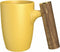 DHPO Artisan Series Coffee Mug Ceramic Cup for Milk, Tea, Juice or Hot Cocoa with Lager Wooden Handle, Tumbler 16oz Porcelain Drinkware ,Gift for Women and Men, Yellow