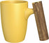 DHPO Artisan Series Coffee Mug Ceramic Cup for Milk, Tea, Juice or Hot Cocoa with Lager Wooden Handle, Tumbler 16oz Porcelain Drinkware ,Gift for Women and Men, Yellow