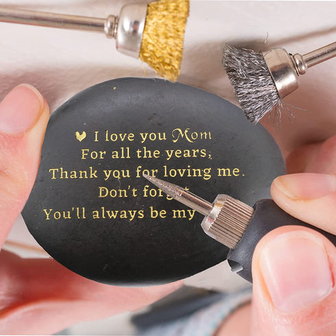 Unique Mom Gifts from Son or Daughter - I love you Mom For all the years, Thank you for loving me, Don't forget, You'll always be my rock - Rare Unique Engraved Stone Gifts for Mom in Thanksgiving