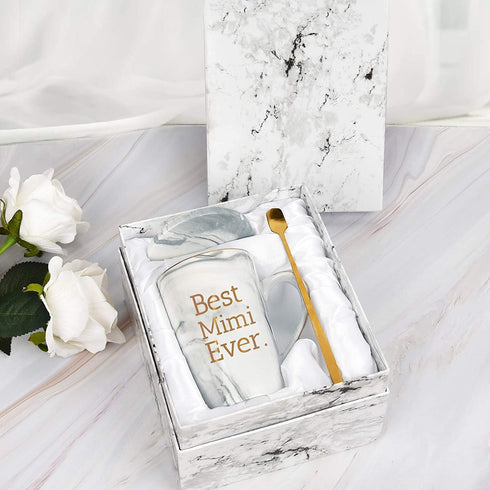 Best Mimi Ever Coffee Mug Mimi Gifts for Grandma Mothers Day Grandma Mug Birthday Gifts for Grandma Gifts from Grandchildren Grandson Grandma Cup 14 Oz Gray with Gift Box