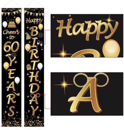 2 Pieces 60th Birthday Party Decorations Cheers to 60 Years Banner 60th Party Decorations Welcome Porch Sign for 60 Years Birthday Supplies (60th Birthday)