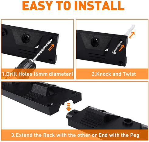 Garage Tool Organizer Wall Mount, 64 Inch Adjustable Storage System, Garden Tool Organizer for Garage Wall Organizer, Heavy Duty Tool Hangers for Garage Wall to Storage Rake, Broom and Yard Tool