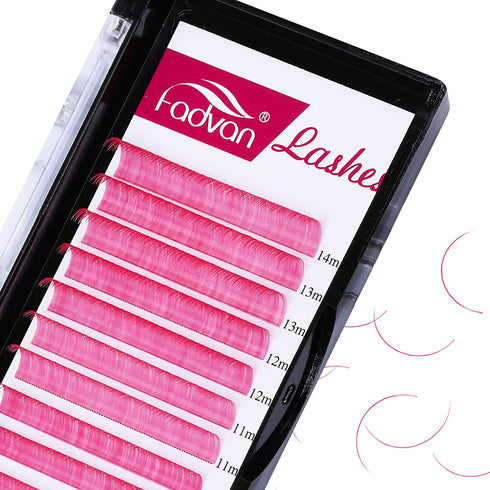 Color Eyelash Extensions Pink Lashes 0.07 Thickness D curl 8-14mm Classic Lash Extensions Individual Lashes Used by FADVAN (Pink, 0.07-8-14mm)