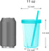 Youngever 7 Sets Plastic Kids Cups with Lids and Straws, 7 Reusable Toddler Cups with Straws in 7 Coastal Colors