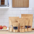 100 Pcs Kraft Paper Bags with Window, 4.7" x 7.9" Stand Up Pouches Bags, Zip Lock Food Storage Bags for Packaging Products, Reusable, Sealable