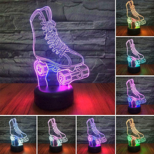 HIPIYA Roller Skate LED 3D Illusion Night Light USB Wheel Skating Shoes Lamp Birthday Gift for Teen Boy Girl Kid Teenager Adult Women Sports Bedroom Decoration Room Decor (Shoes)