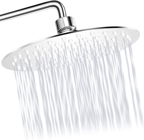 Welan Rain Shower Head Round 8 Inch Shower Heads High Pressure Angle Adjustable, Stainless Steel Waterfall Shower Heads Rainfall, Ultra-thin Design and Pressure Boosting Large Showerheads