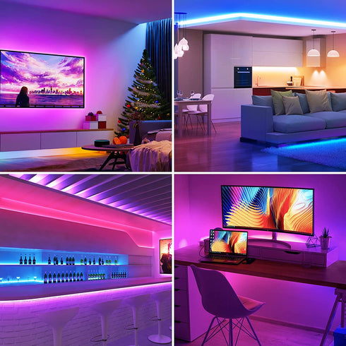 LED Lights for Bedroom 32.8ft, RGB LED Light Strips, 5050 LED Color Changing Tape Light with 44 Key Remote and 12V Power Supply, LED Lights for Room, TV Backlight, Kitchen, Bar