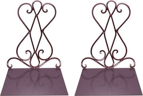 Anwenk Vintage Bookends Book Ends Bronze Heavy Duty Book Holders Long Base Luxury Art Retro Antique Style, w/Felt Pads to Protect Bookshelf Bookcase, Bronze