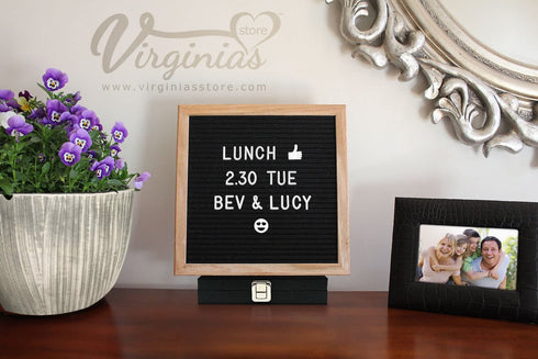 10 x 10 Premium Solid Oak Framed Changeable Letter Board, with Free Canvas Bag, 340 Characters (340 White)