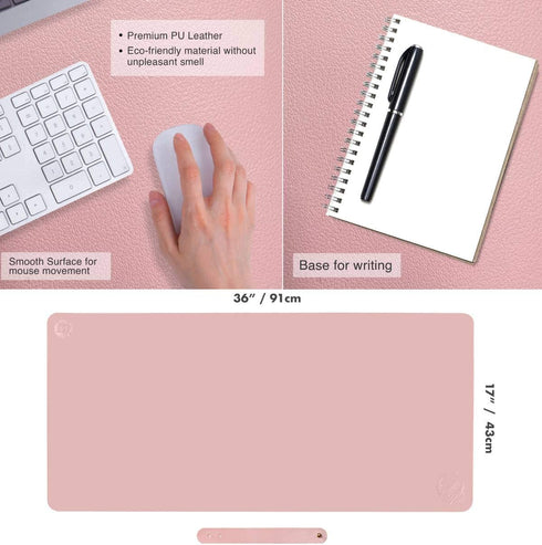 Marvelistic Large Leather Desk Pad - Nonslip Artgerm Illustrated Desks Mat Blotter Accessories for Men & Women. Extended Pad at Home Office for Work or Gaming When Using Desktop Laptop. (36"x17" Pink)