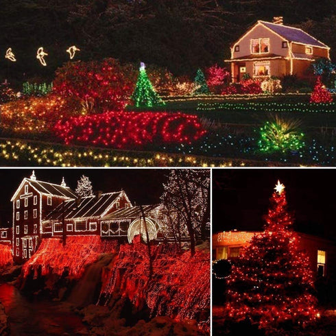 Joomer Red Solar String Lights, 105ft 300 LED 8 Modes Outdoor String Lights Waterproof Fairy Tree Lights for Garden, Patio, Fence, Balcony, Outdoors