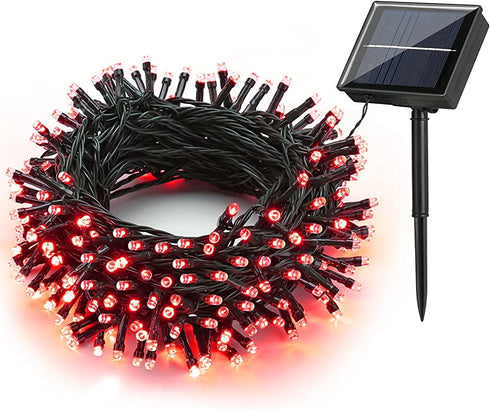 Joomer Red Solar String Lights, 105ft 300 LED 8 Modes Outdoor String Lights Waterproof Fairy Tree Lights for Garden, Patio, Fence, Balcony, Outdoors