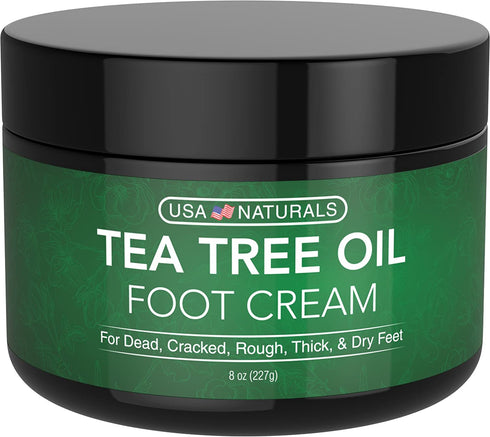 Tea Tree Oil Foot Cream - Instantly Hydrates and Moisturizes Cracked or Callused Feet - Rapid Relief Heel Cream - Natural Treatment Helps & Soothes Irritated Skin, Athletes Foot, Body Acne